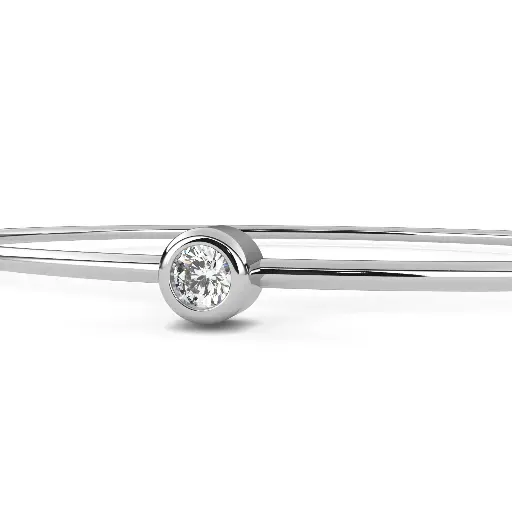 Unique Solitaire Bezzel Set Round Brillant Shaped Diamond Bracelete 